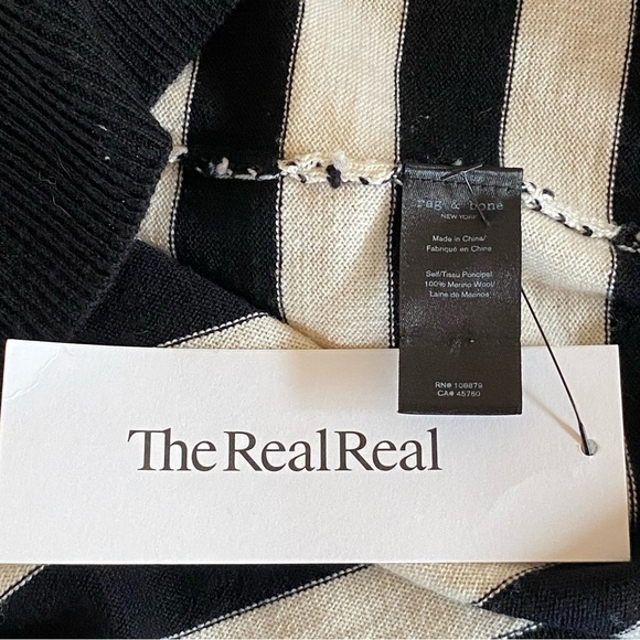 RAG & BONE Size XS Black & White Striped LILIAN SWEATER DRESS 100% Wool Modern - Picture 7 of 9